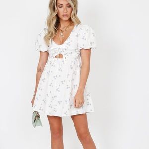 For Love And Lemons White Floral Mini Dress